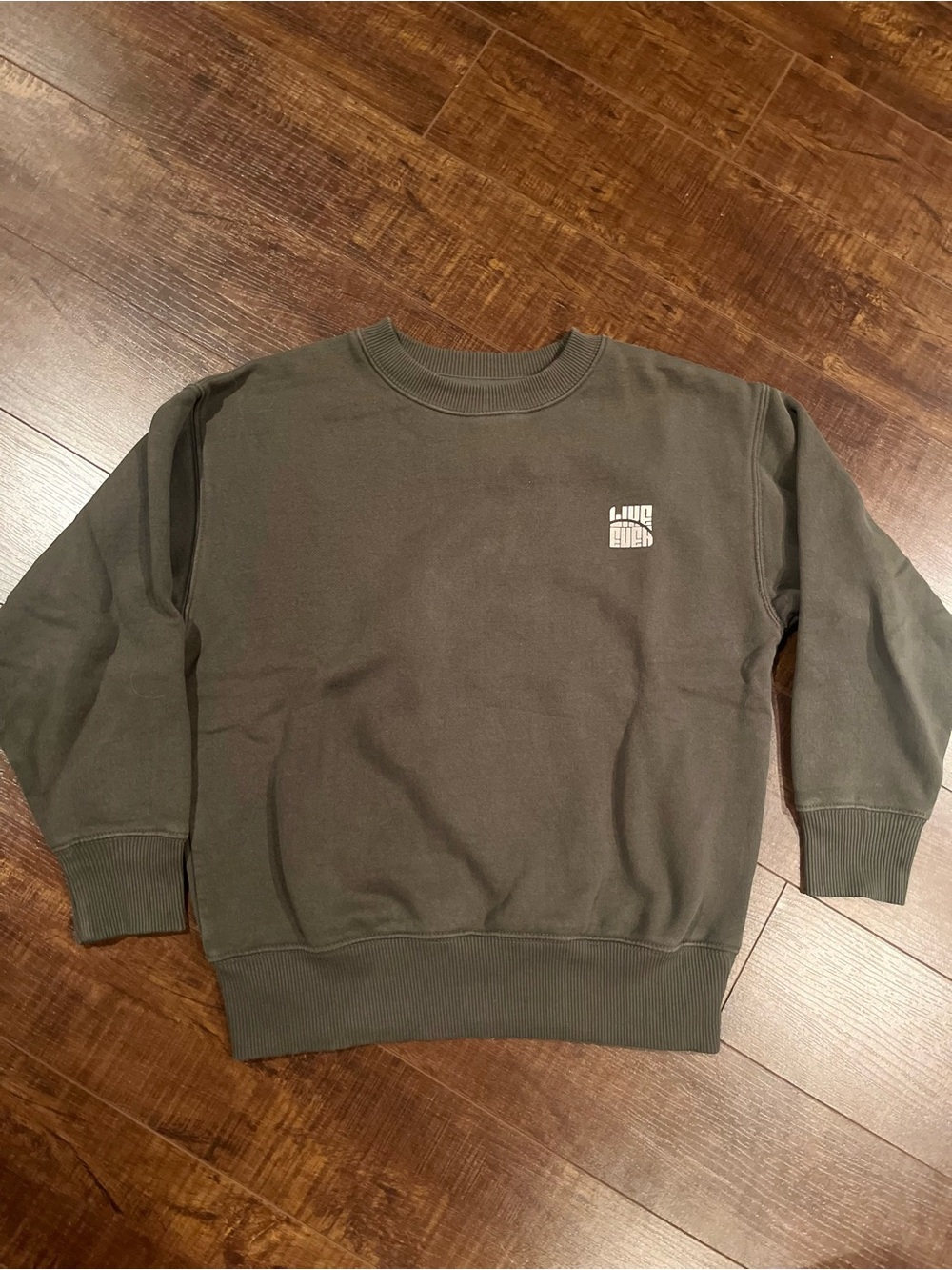 Zara Olive Green Kids Crewneck Sweatshirt with Chest Logo
